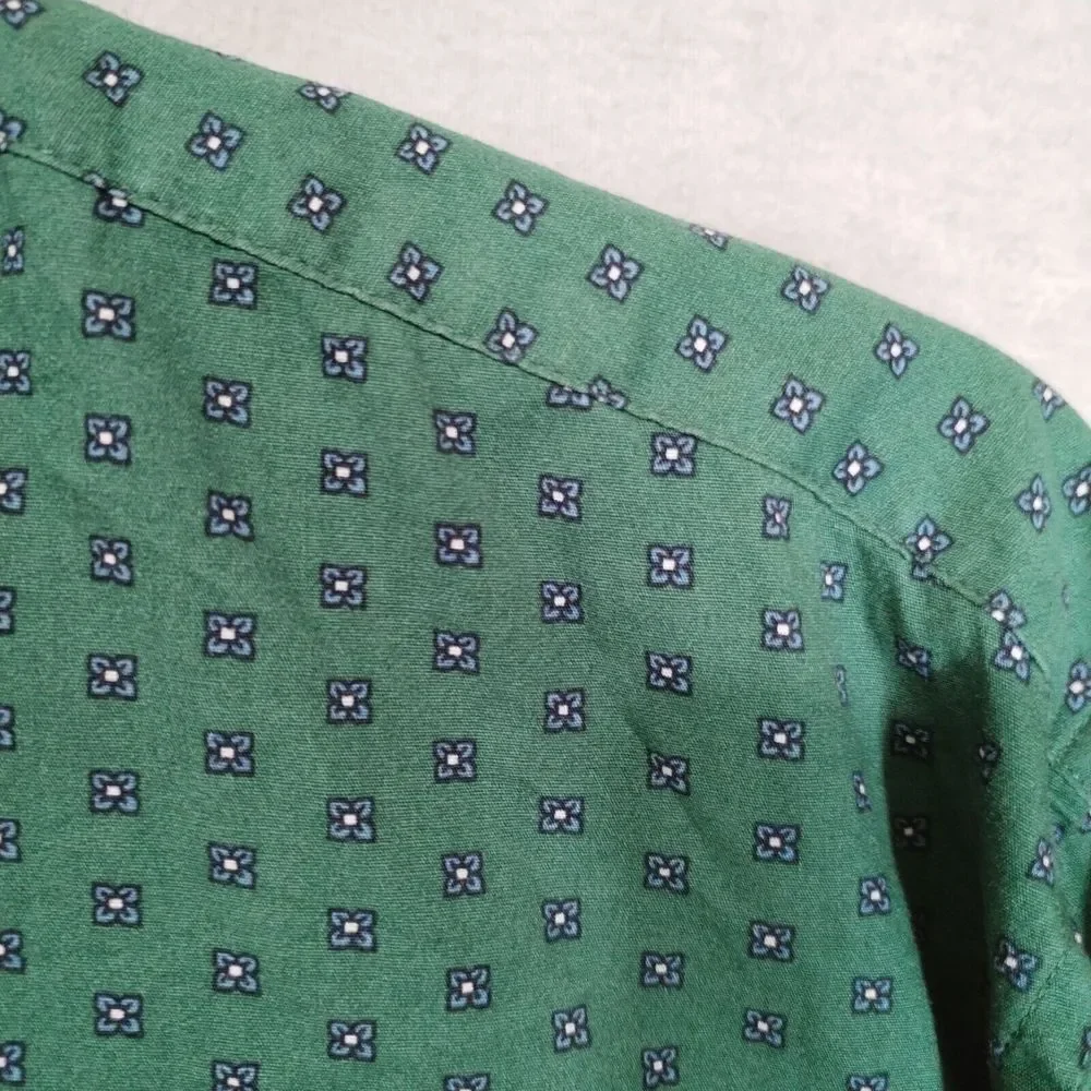 J Crew Men's Large Shirt Green Mini Floral Long Sleeve‎ Casual Button Down Geo